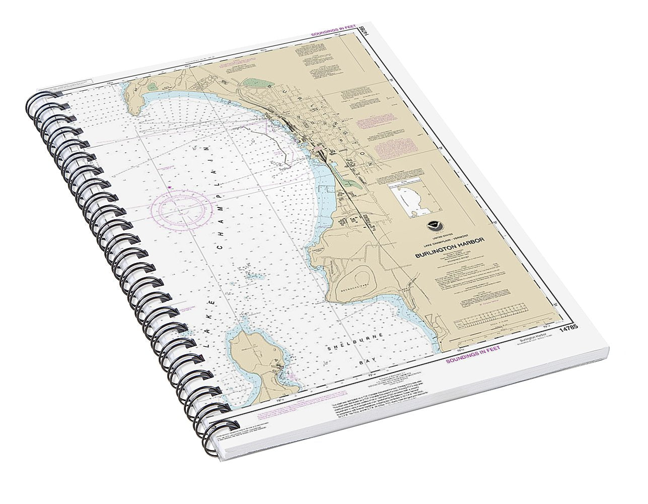Nautical Chart-14785 Burlington Harbor - Spiral Notebook