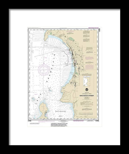 Nautical Chart-14785 Burlington Harbor - Framed Print