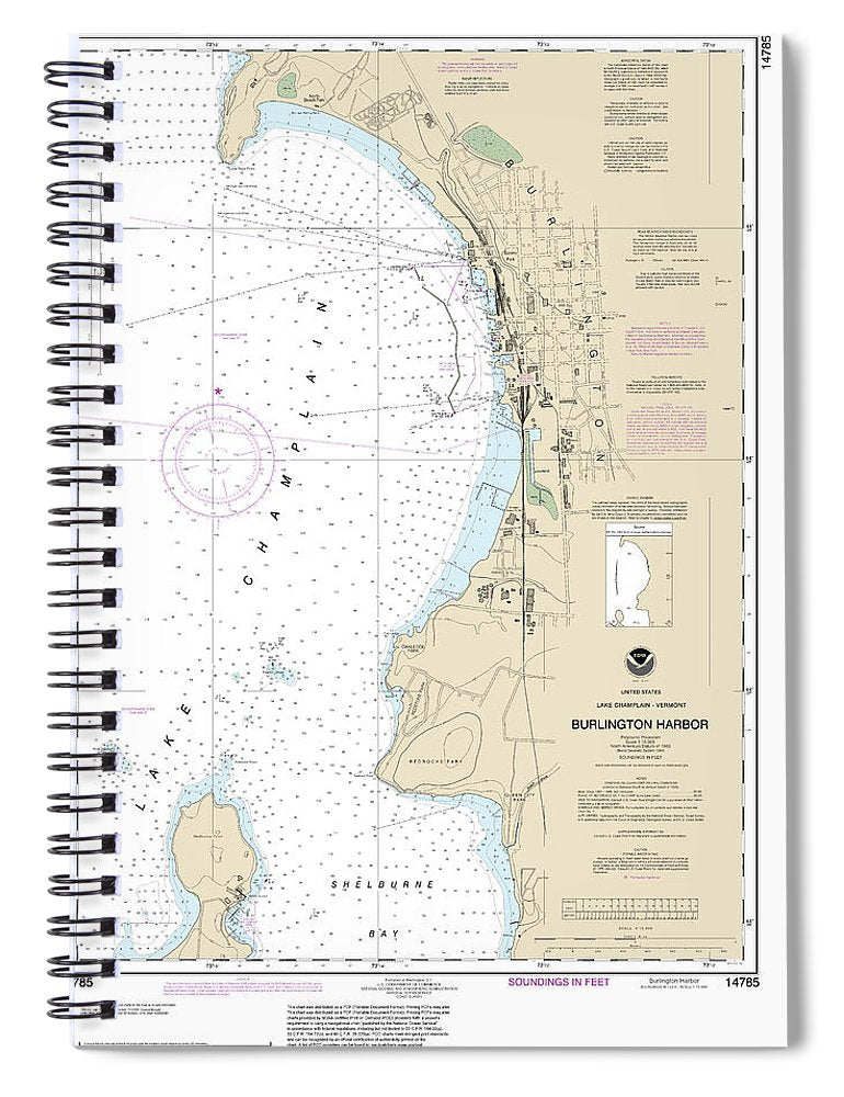 Nautical Chart 14785 Burlington Harbor Spiral Notebook