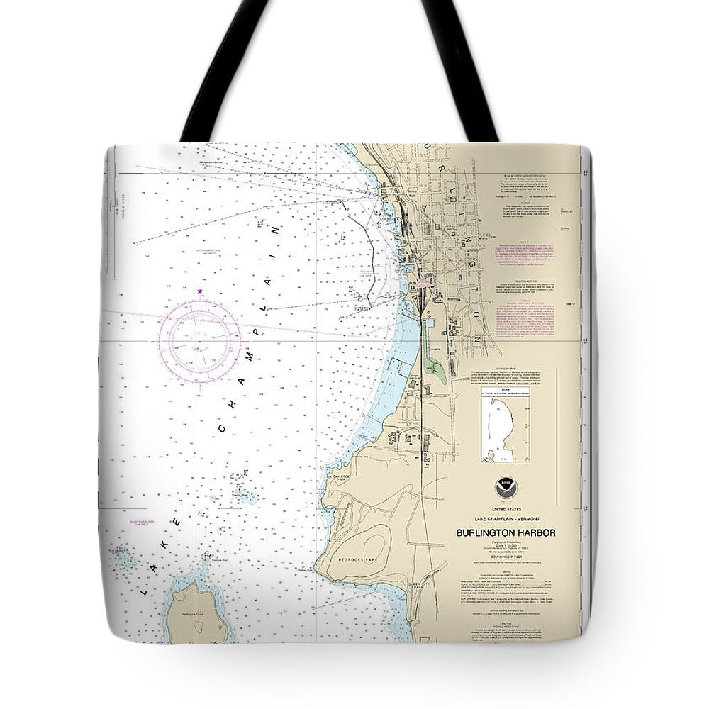 Nautical Chart-14785 Burlington Harbor - Tote Bag