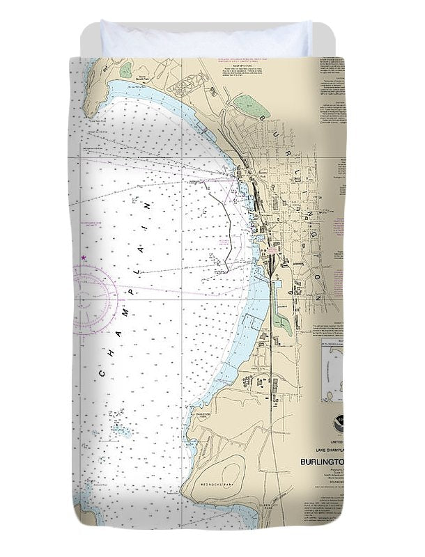 Nautical Chart-14785 Burlington Harbor - Duvet Cover