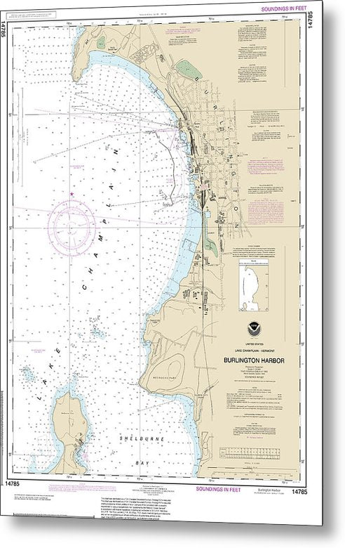 A beuatiful Metal Print of the Nautical Chart-14785 Burlington Harbor - Metal Print by SeaKoast.  100% Guarenteed!