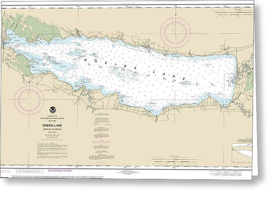 Nautical Chart-14788 Oneida Lake - Lock 22-lock 23 - Greeting Card