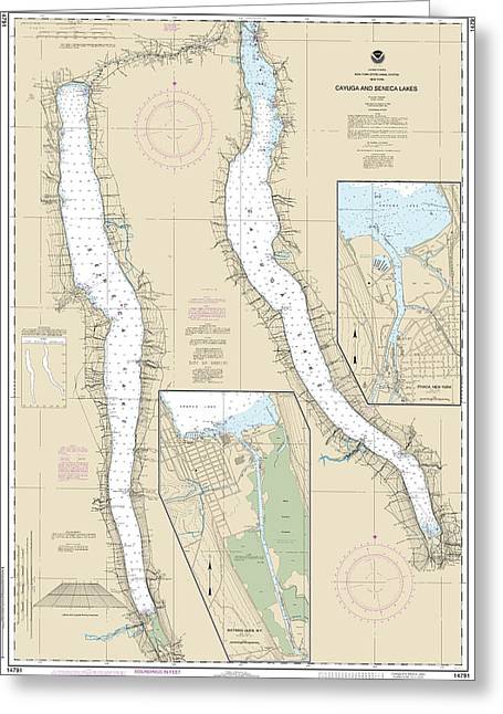 Nautical Chart-14791 Cayuga-seneca Lakes, Watkins Glen, Ithaca - Greeting Card