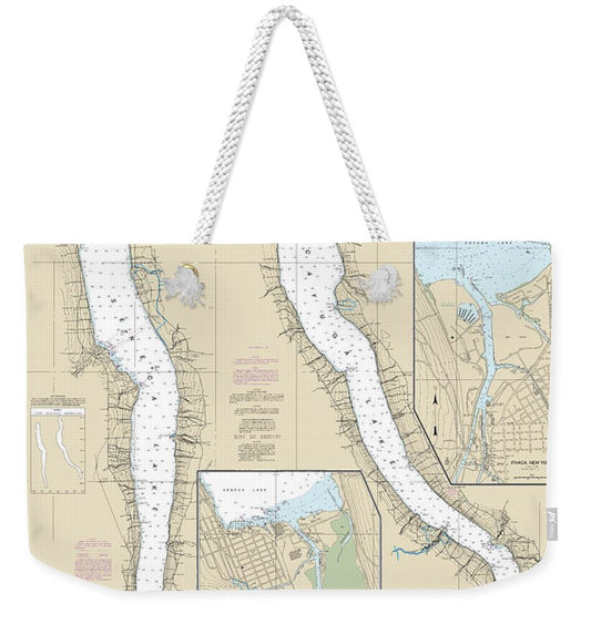 Nautical Chart-14791 Cayuga-seneca Lakes, Watkins Glen, Ithaca - Weekender Tote Bag