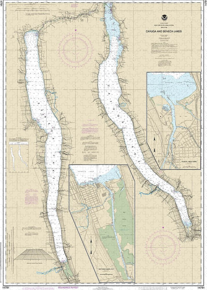 Nautical Chart-14791 Cayuga-seneca Lakes, Watkins Glen, Ithaca - Puzzle