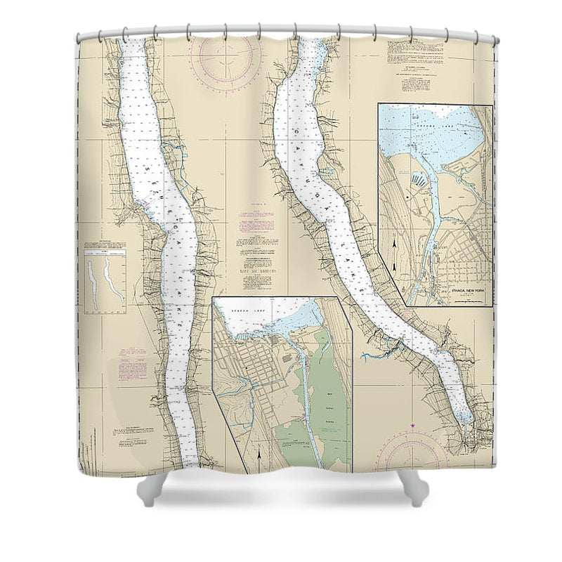 Nautical Chart 14791 Cayuga Seneca Lakes, Watkins Glen, Ithaca Shower Curtain