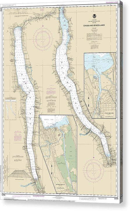 Nautical Chart-14791 Cayuga-Seneca Lakes, Watkins Glen, Ithaca  Acrylic Print