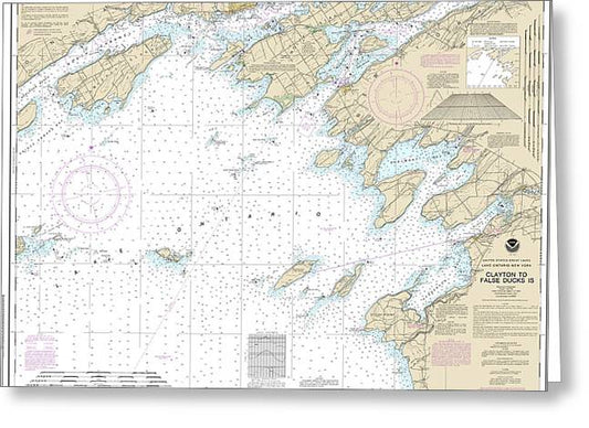 Nautical Chart-14802 Clayton-false Ducks Ls - Greeting Card