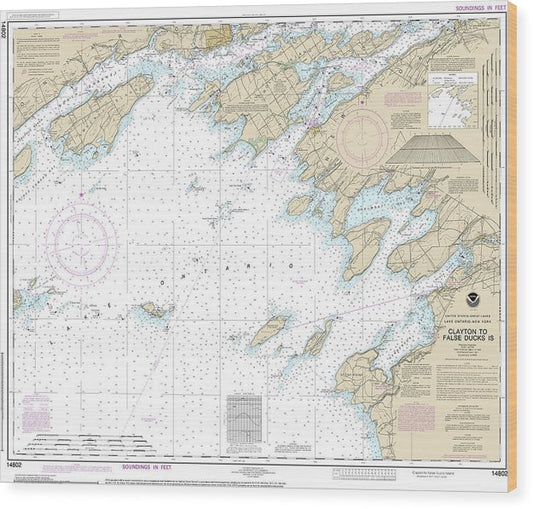 Nautical Chart-14802 Clayton-False Ducks Ls Wood Print