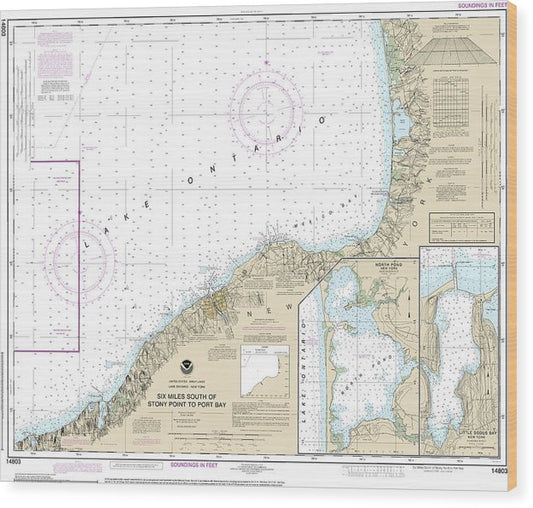 Nautical Chart-14803 Six Miles South-Stony Point-Port Bay, North Pond, Little Sodus Bay Wood Print
