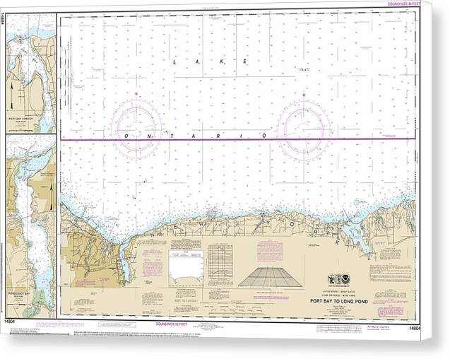 Nautical Chart-14804 Port Bay-long Pond, Port Bay Harbor, Irondequoit Bay - Canvas Print