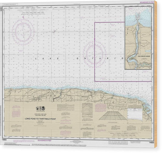 Nautical Chart-14805 Long Pond-Thirtymile Point, Point Breeze Harbor Wood Print