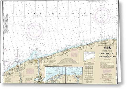 Nautical Chart-14806 Thirtymile Point, Ny,-port Dalhousie, Ont - Greeting Card