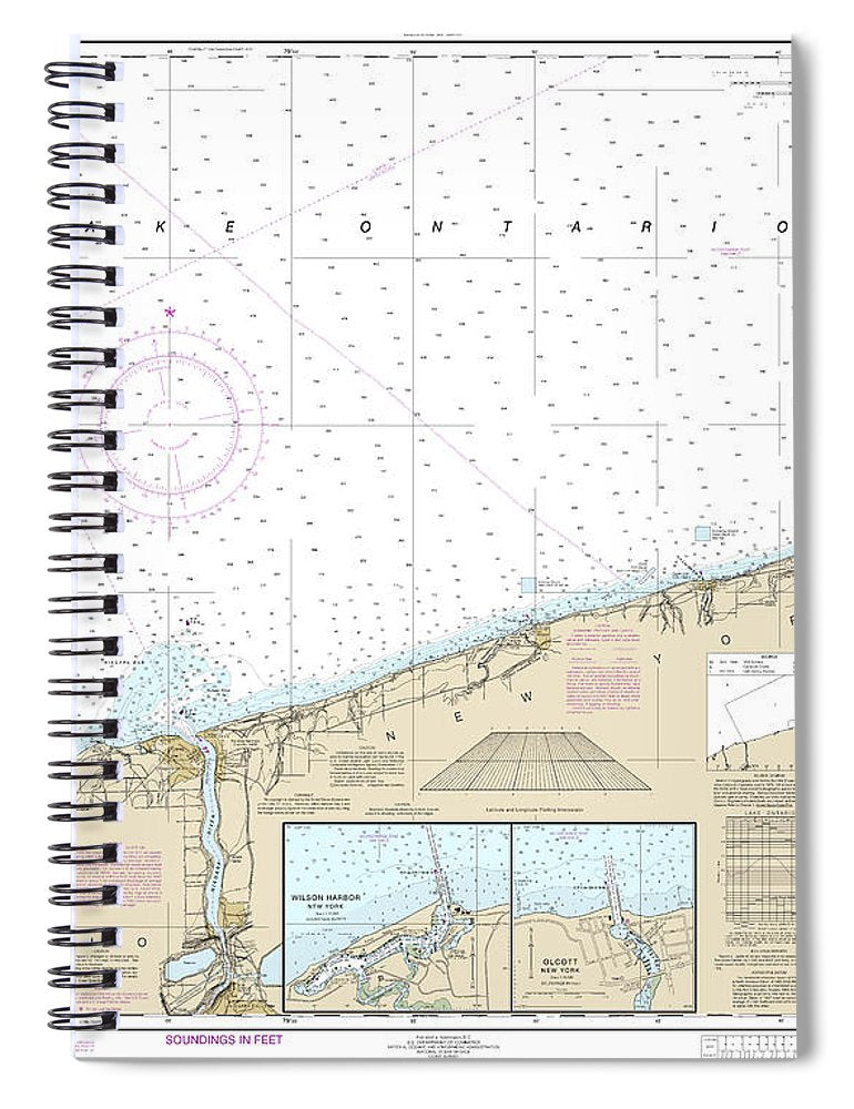 Nautical Chart 14806 Thirtymile Point, Ny, Port Dalhousie, Ont Spiral Notebook