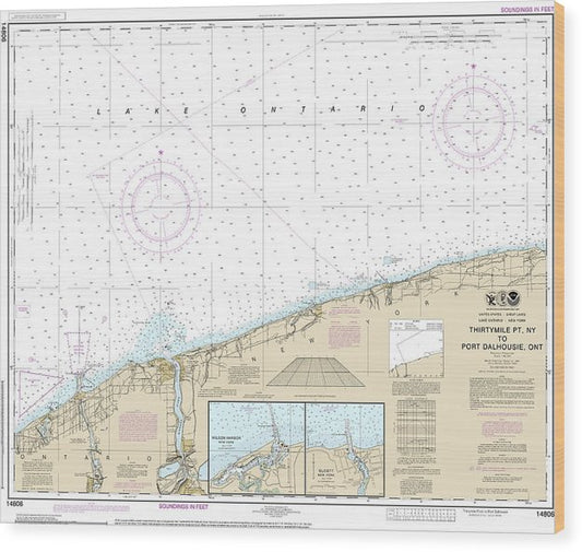 Nautical Chart-14806 Thirtymile Point, Ny,-Port Dalhousie, Ont Wood Print
