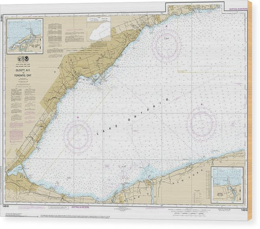 Nautical Chart-14810 Olcott Harbor-Toronto, Olcott-Wilson Harbors Wood Print