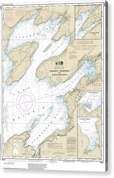 Nautical Chart-14811 Chaumont, Henderson-Black River Bays, Sackets Harbor, Henderson Harbor, Chaumont Harbor  Acrylic Print