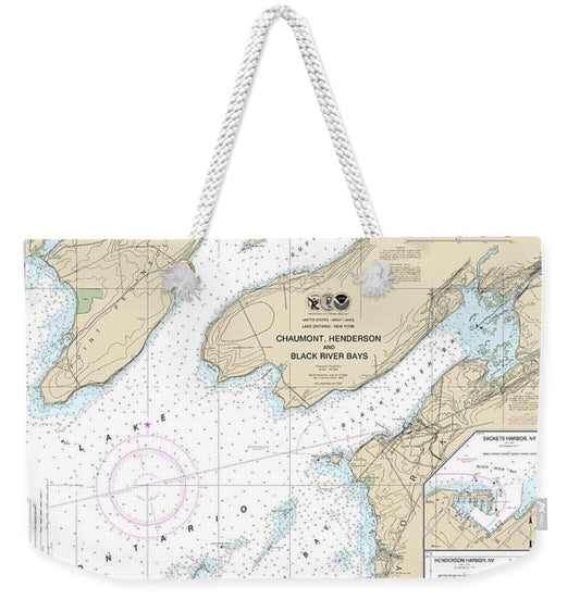 Nautical Chart-14811 Chaumont, Henderson-black River Bays, Sackets Harbor, Henderson Harbor, Chaumont Harbor - Weekender Tote Bag