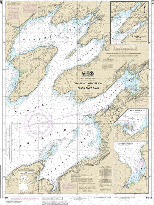 Nautical Chart 14811 Chaumont, Henderson Black River Bays, Sackets Harbor, Henderson Harbor, Chaumont Harbor Puzzle