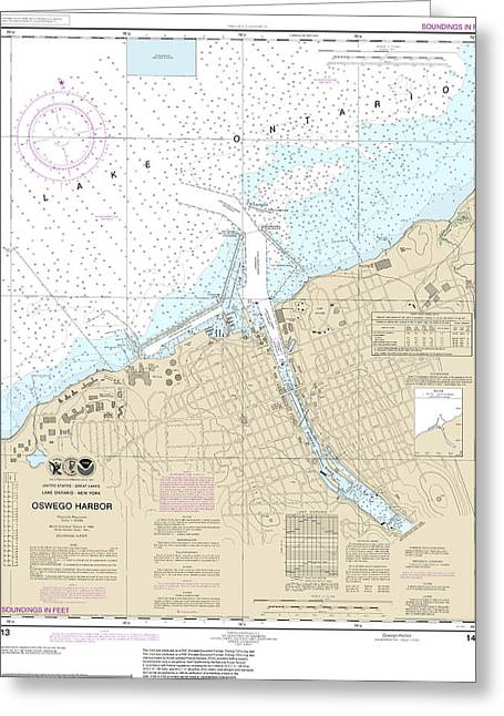 Nautical Chart-14813 Oswego Harbor - Greeting Card