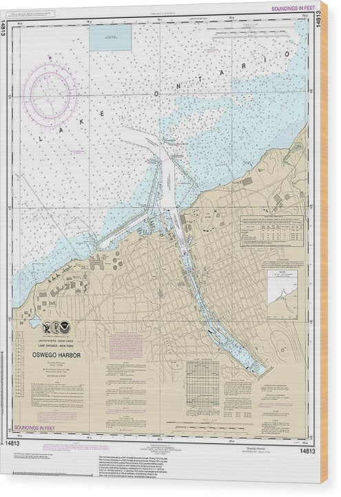 Nautical Chart-14813 Oswego Harbor Wood Print
