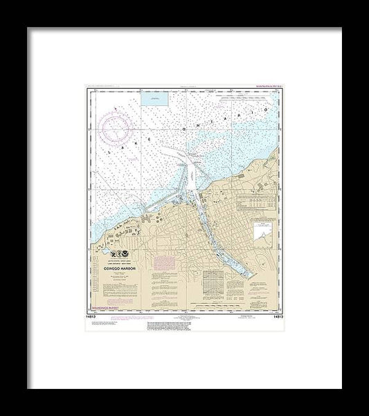 A beuatiful Framed Print of the Nautical Chart-14813 Oswego Harbor by SeaKoast