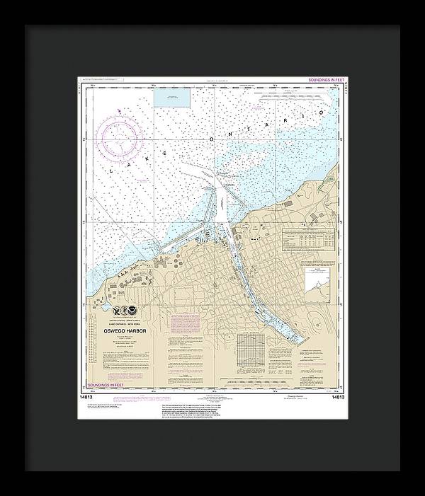 Nautical Chart-14813 Oswego Harbor - Framed Print