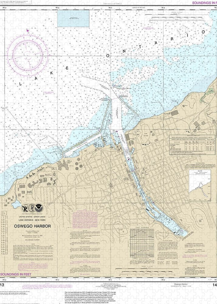 Nautical Chart-14813 Oswego Harbor - Puzzle