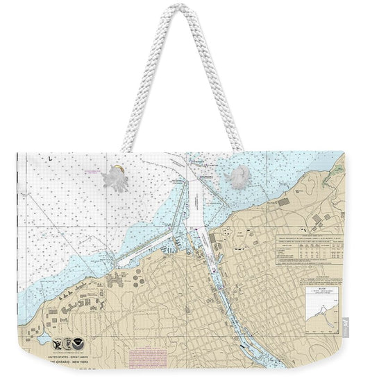 Nautical Chart-14813 Oswego Harbor - Weekender Tote Bag