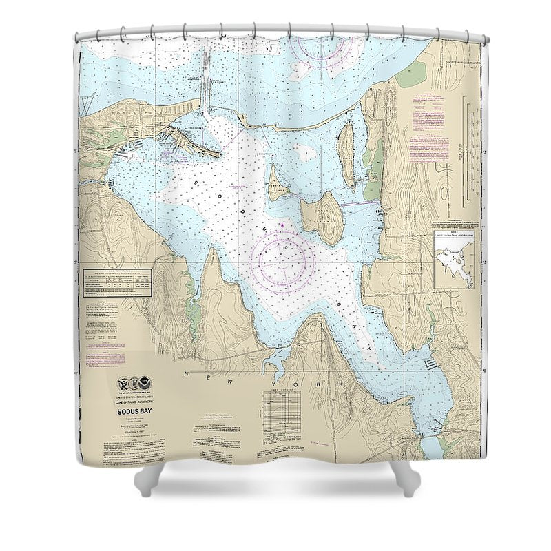 Nautical Chart 14814 Sodus Bay Shower Curtain