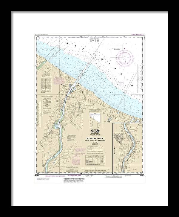 Nautical Chart-14815 Rochester Harbor, Including Genessee River-head-navigation - Framed Print