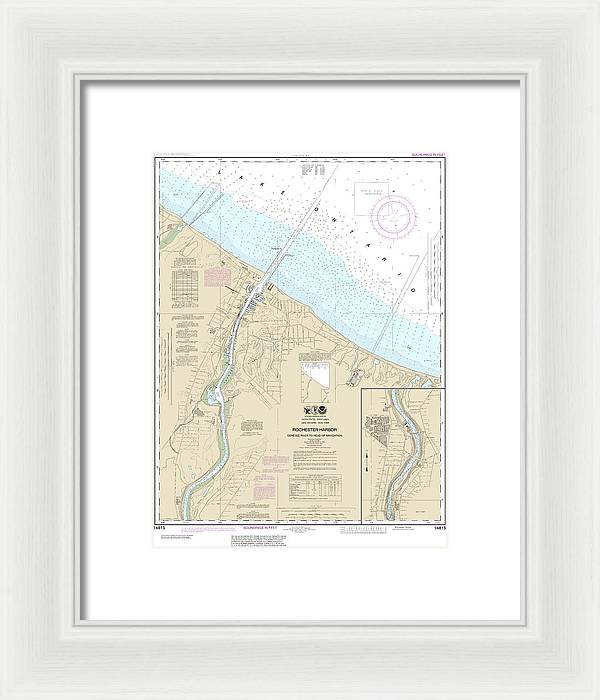 Nautical Chart-14815 Rochester Harbor, Including Genessee River-head-navigation - Framed Print