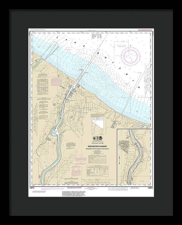 Nautical Chart-14815 Rochester Harbor, Including Genessee River-head-navigation - Framed Print