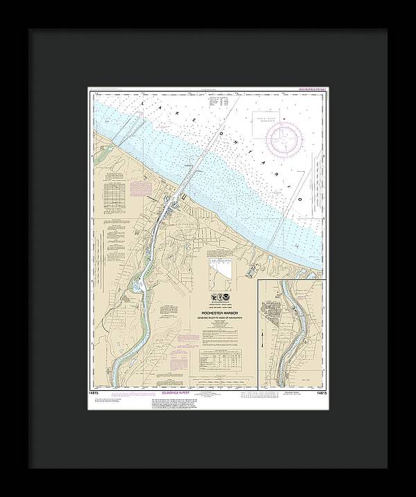 Nautical Chart-14815 Rochester Harbor, Including Genessee River-head-navigation - Framed Print