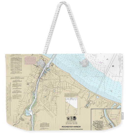 Nautical Chart-14815 Rochester Harbor, Including Genessee River-head-navigation - Weekender Tote Bag