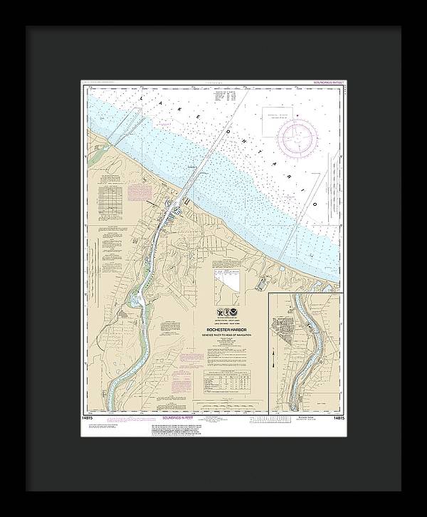 Nautical Chart-14815 Rochester Harbor, Including Genessee River-head-navigation - Framed Print