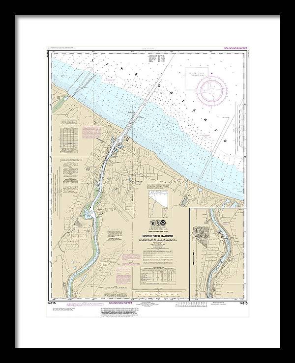 Nautical Chart-14815 Rochester Harbor, Including Genessee River-head-navigation - Framed Print