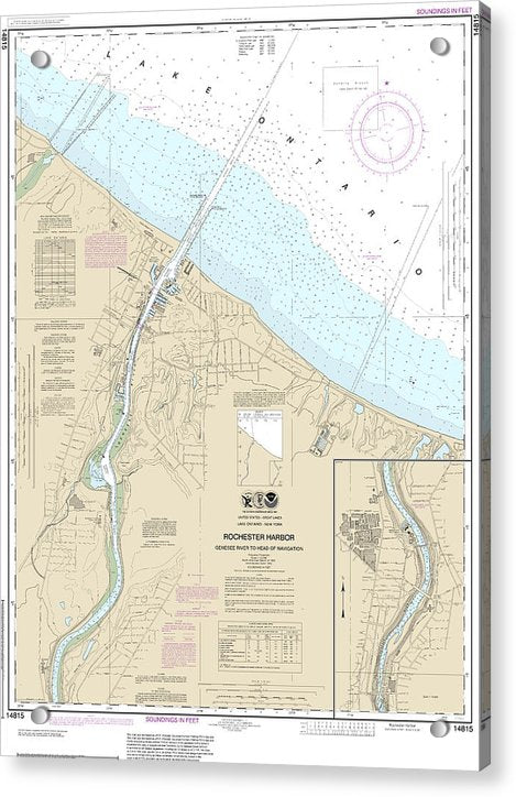 Nautical Chart-14815 Rochester Harbor, Including Genessee River-head-navigation - Acrylic Print