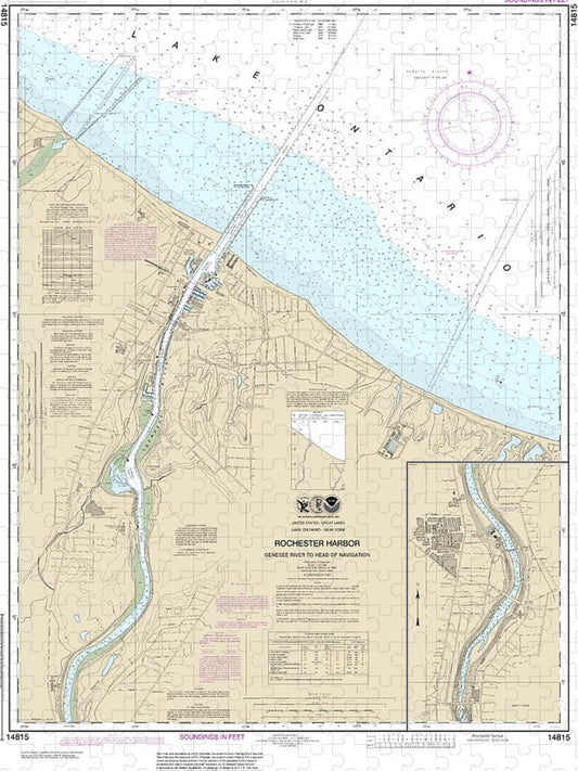 Nautical Chart 14815 Rochester Harbor, Including Genessee River Head Navigation Puzzle
