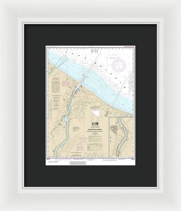 Nautical Chart-14815 Rochester Harbor, Including Genessee River-head-navigation - Framed Print