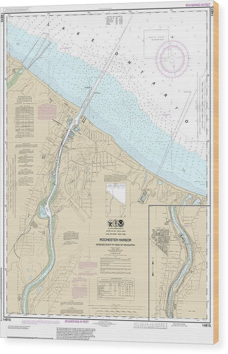 Nautical Chart-14815 Rochester Harbor, Including Genessee River-Head-Navigation Wood Print