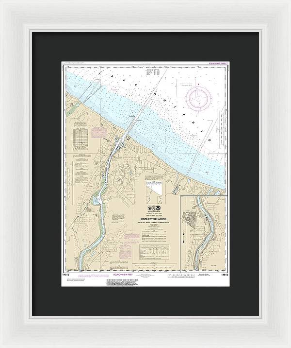 Nautical Chart-14815 Rochester Harbor, Including Genessee River-head-navigation - Framed Print