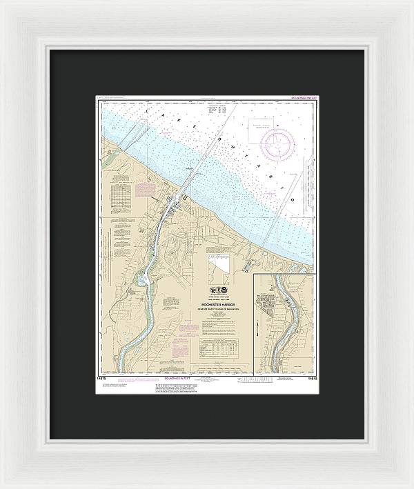 Nautical Chart-14815 Rochester Harbor, Including Genessee River-head-navigation - Framed Print