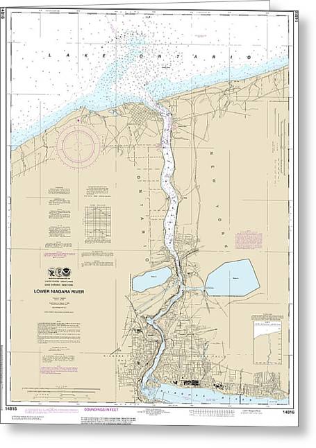 Nautical Chart-14816 Lower Niagara River - Greeting Card