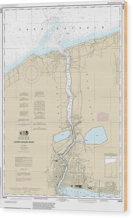 Nautical Chart-14816 Lower Niagara River Wood Print