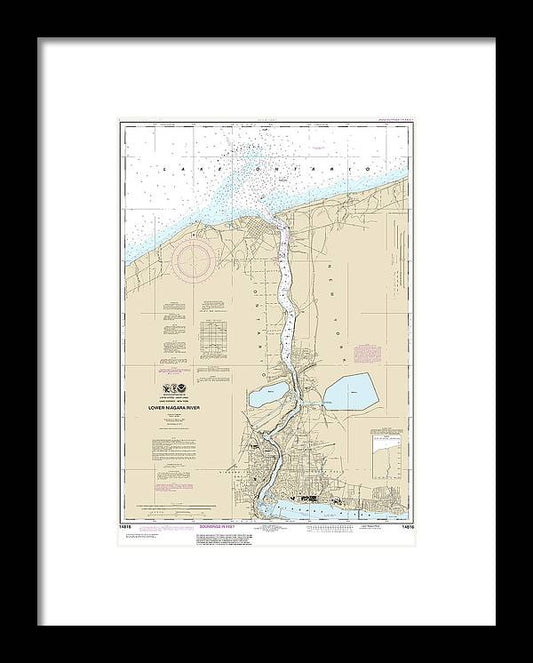 Nautical Chart-14816 Lower Niagara River - Framed Print
