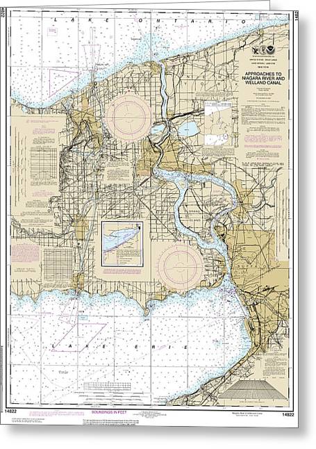 Nautical Chart-14822 Approaches-niagara River-welland Canal - Greeting Card