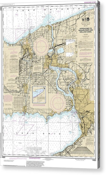Nautical Chart-14822 Approaches-Niagara River-Welland Canal  Acrylic Print