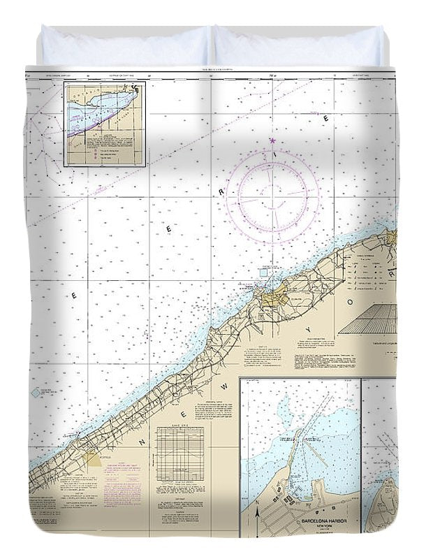 Nautical Chart-14823 Sturgeon Point-twentymile Creek, Dunkirk Harbor, Barcelona Harbor - Duvet Cover
